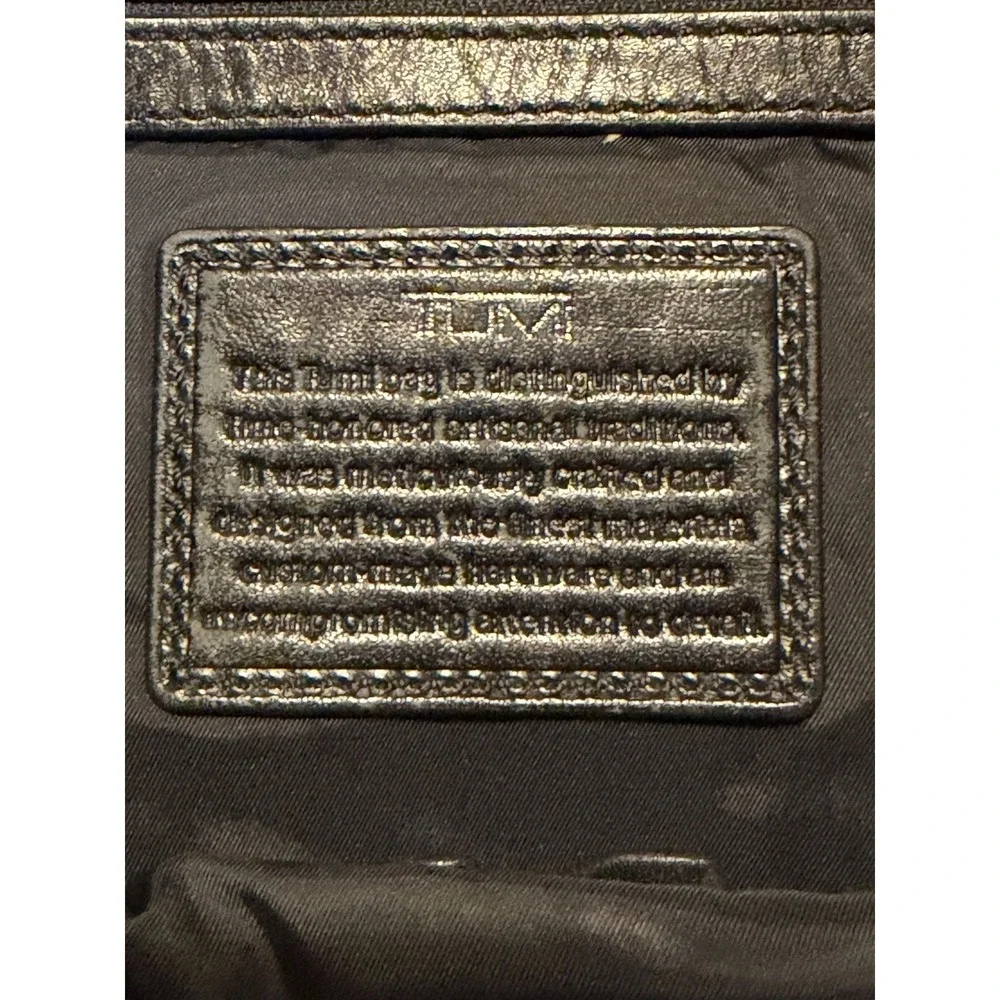 TUMI Black Leather Briefcase Messenger Business Travel Bag Strap